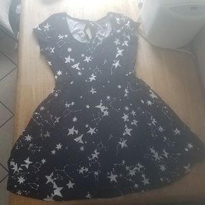 Hot Topic Black &White Starry Fit and Flare Dress